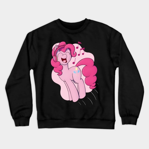 Pinkie Pie with Headphones Crewneck Sweatshirt by Heartbeat Unicorn